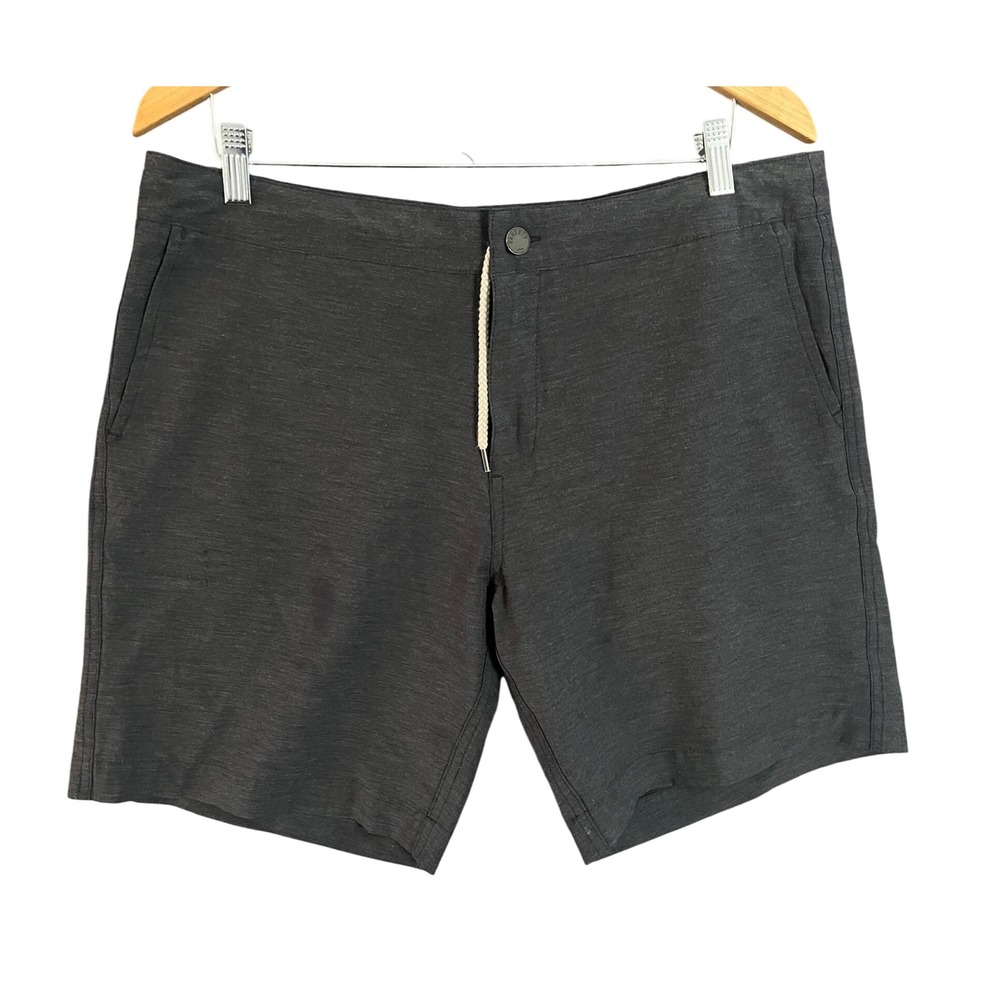 Faherty All Day Shorts Mens Charcoal Heather t Drawstring Casual Shorts Size 36
